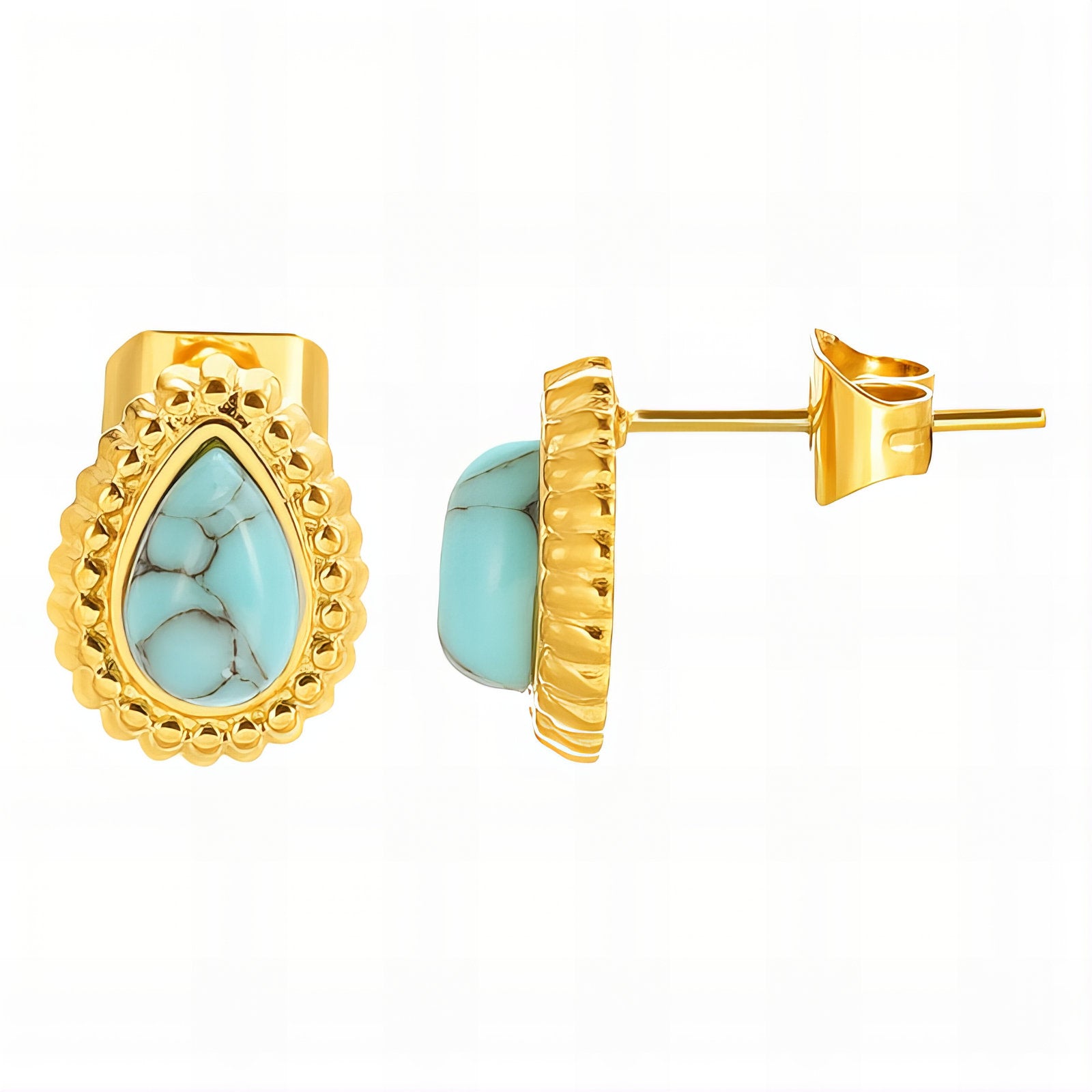 Teardrops Earrings, 18K Gold Plated Steel