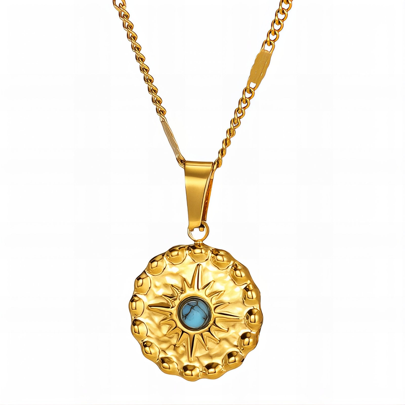 Sun Necklace, 18K Gold Plated Steel