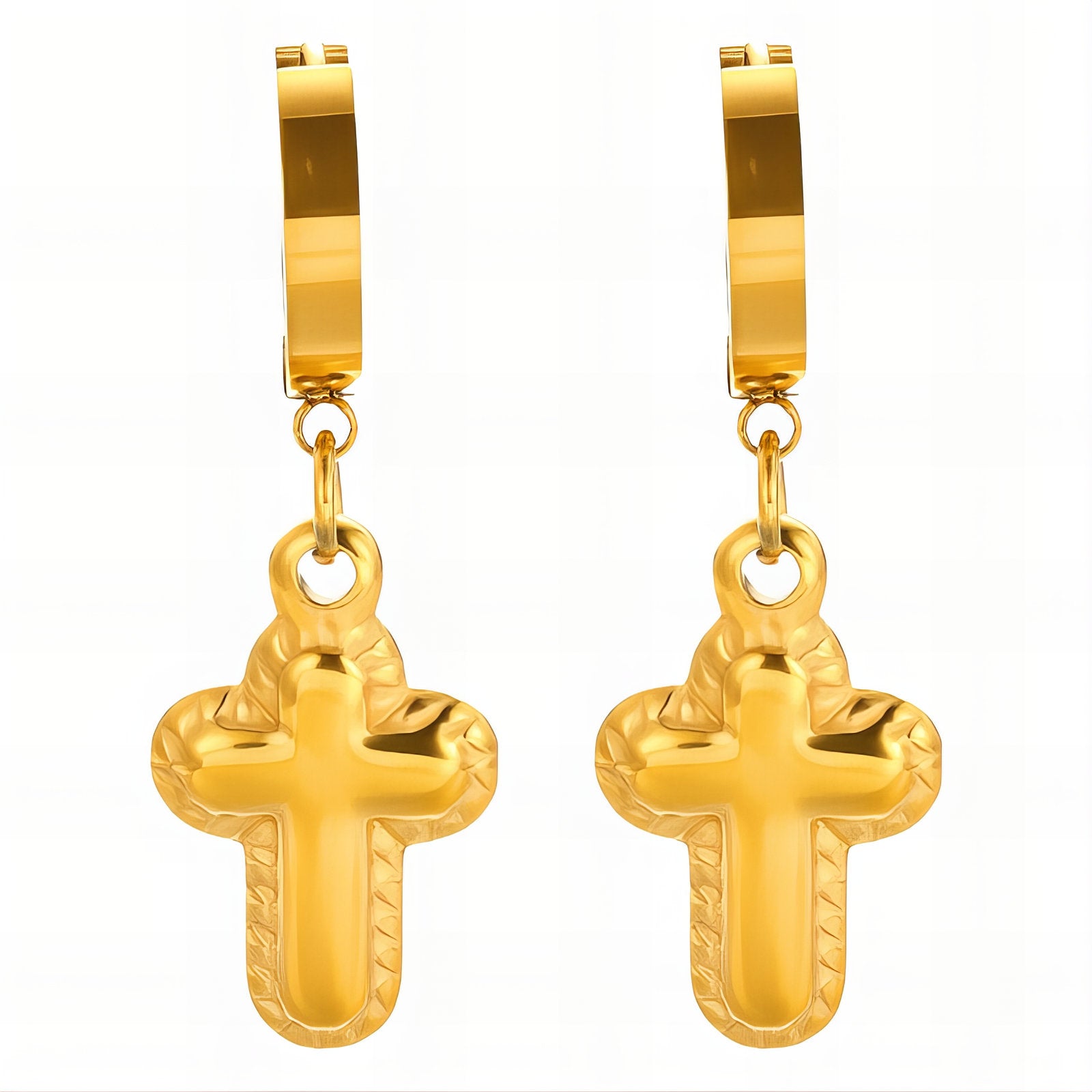 Crosses Earrings, 18K Gold Plated Steel