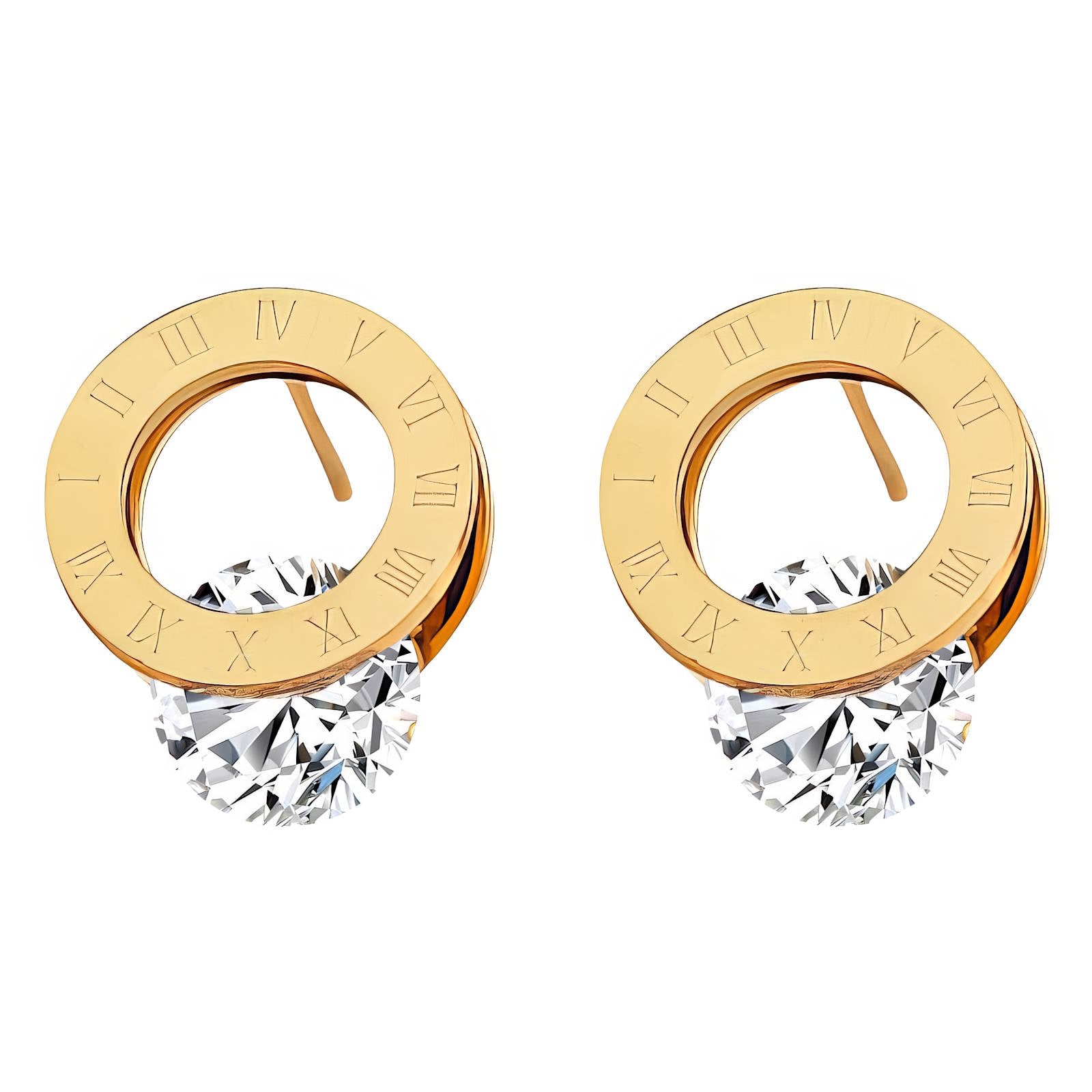 Earrings, 18K Gold Plated Steel