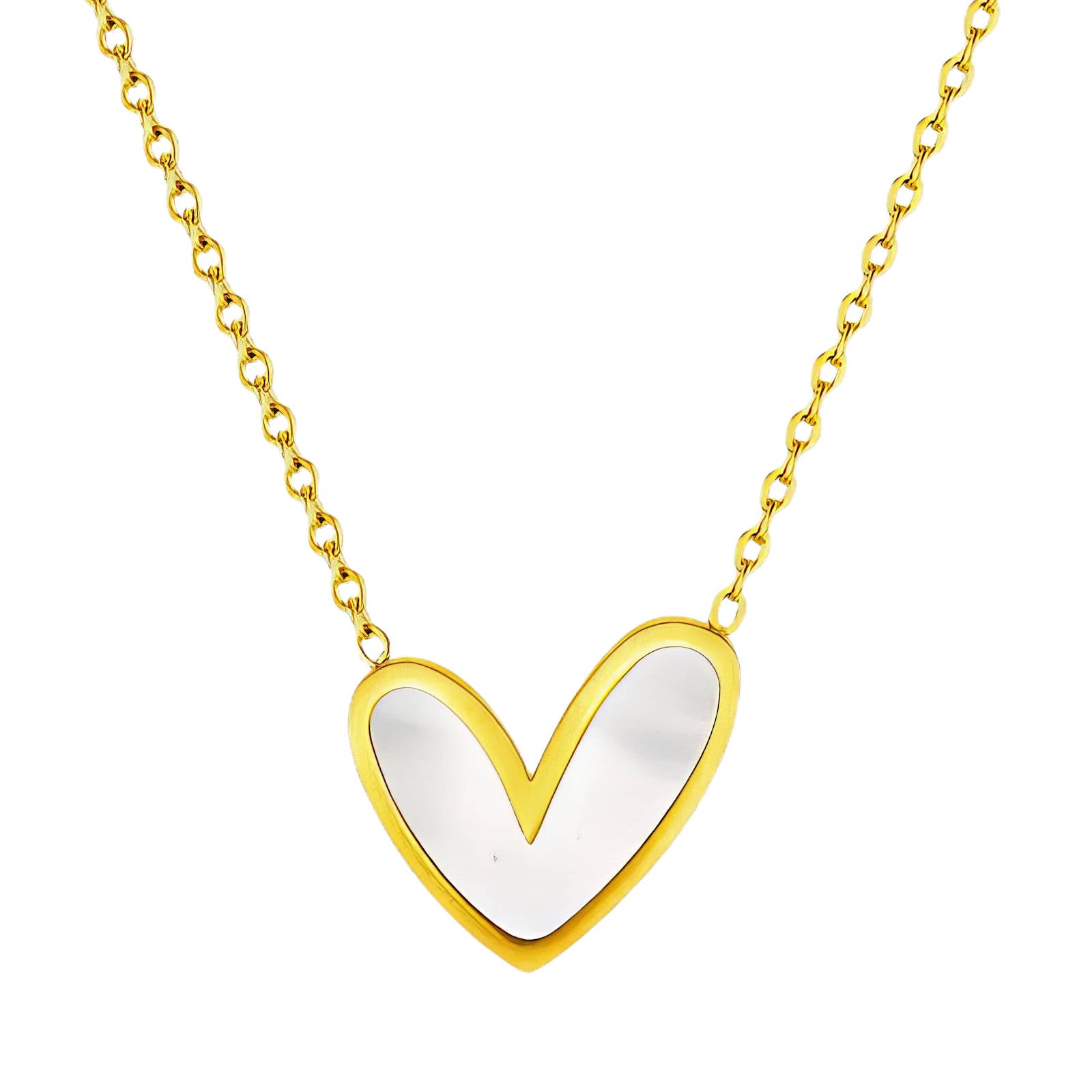 Heart Necklace, 18K Gold Plated Steel