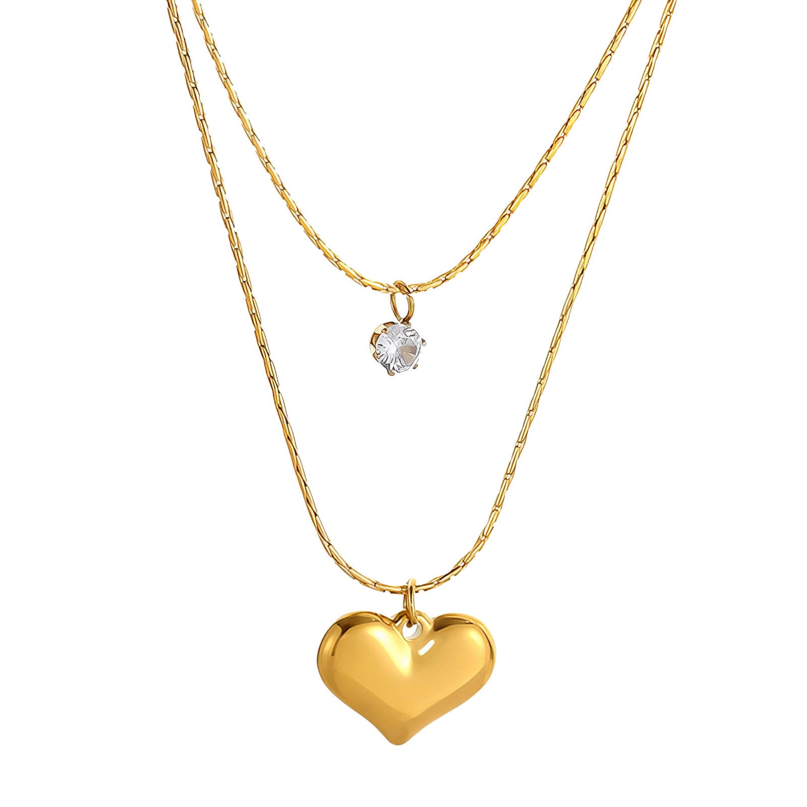 Hearts Necklace, 18K Gold Plated Steel