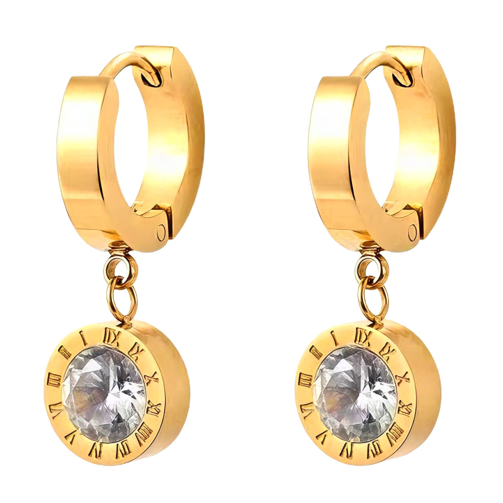 Earrings, 18K Gold Plated Steel