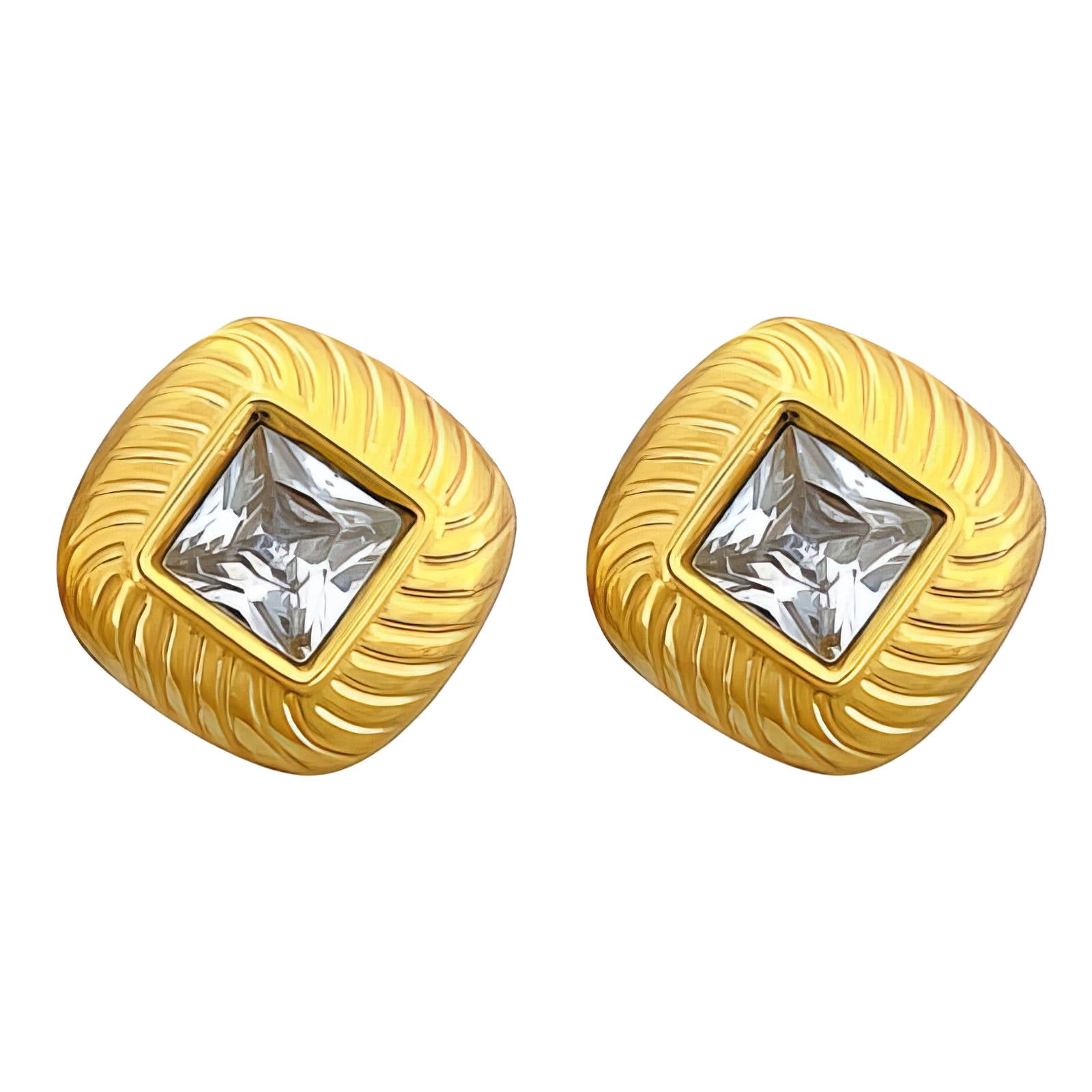 Earrings, 18K Gold Plated Steel
