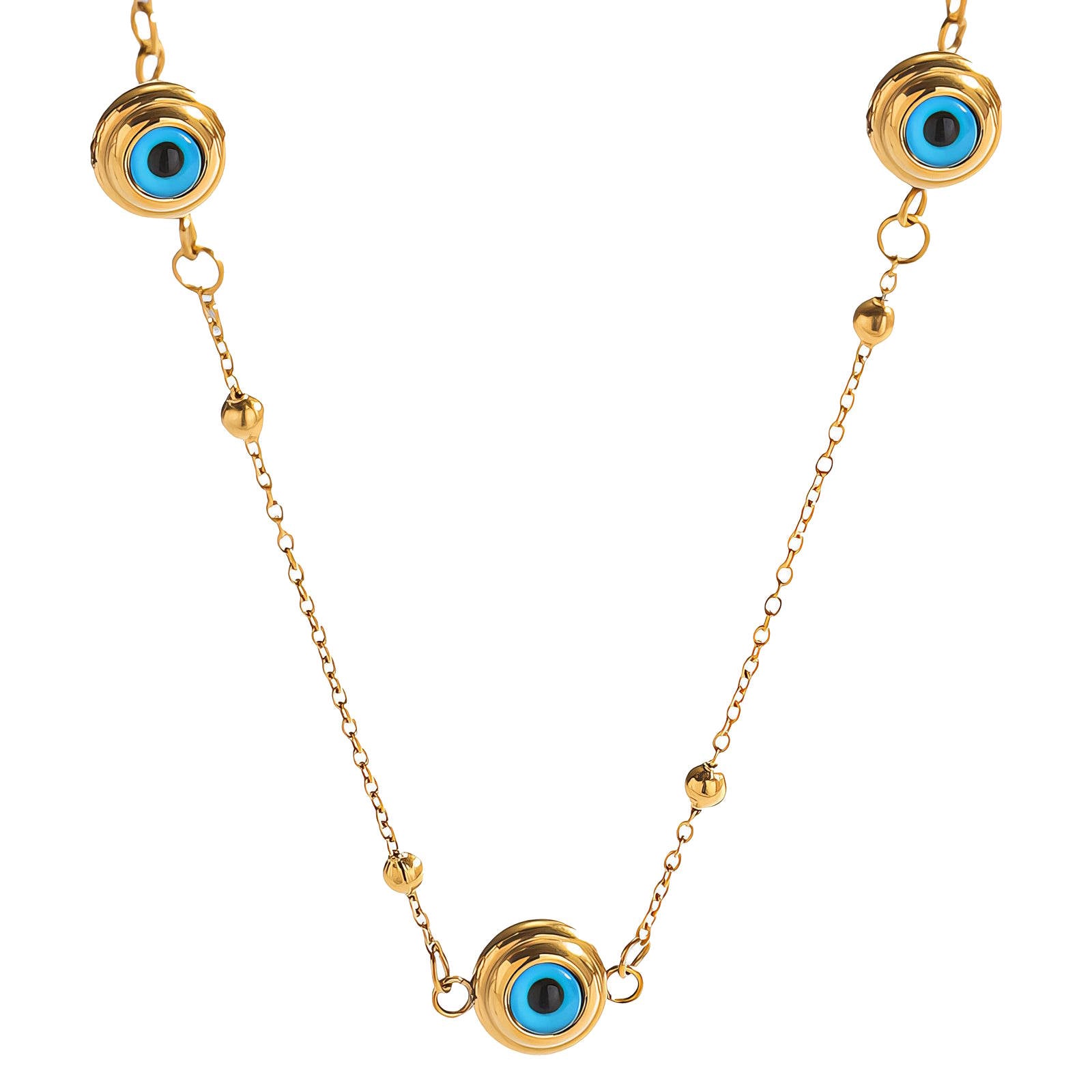 Evil eye Necklace, 18K Gold Plated Steel