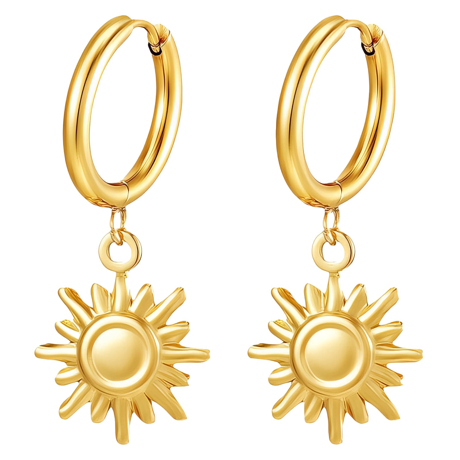 Suns Earrings, 18K Gold Plated Steel