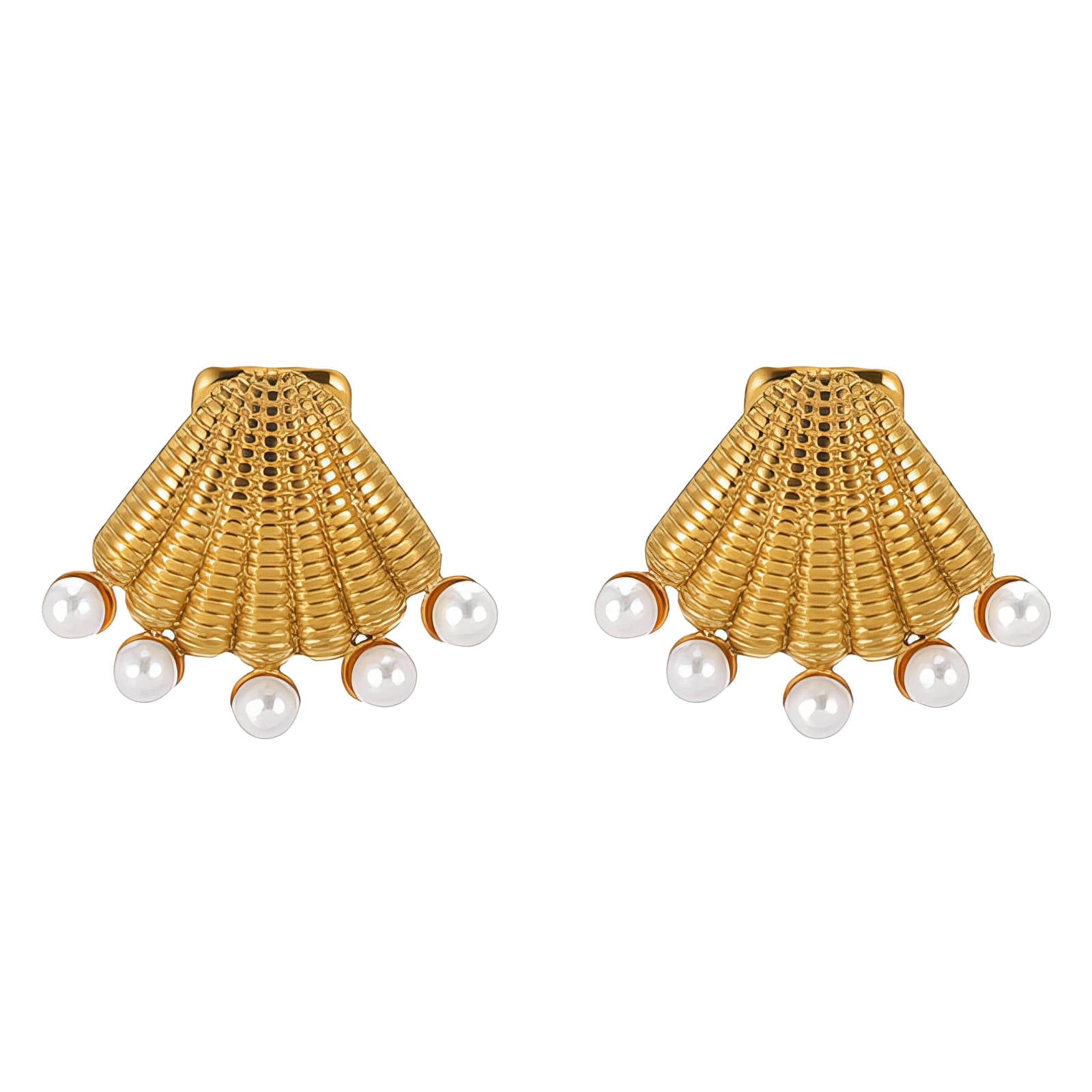 Seashells Earrings, 18K Gold Plated Steel