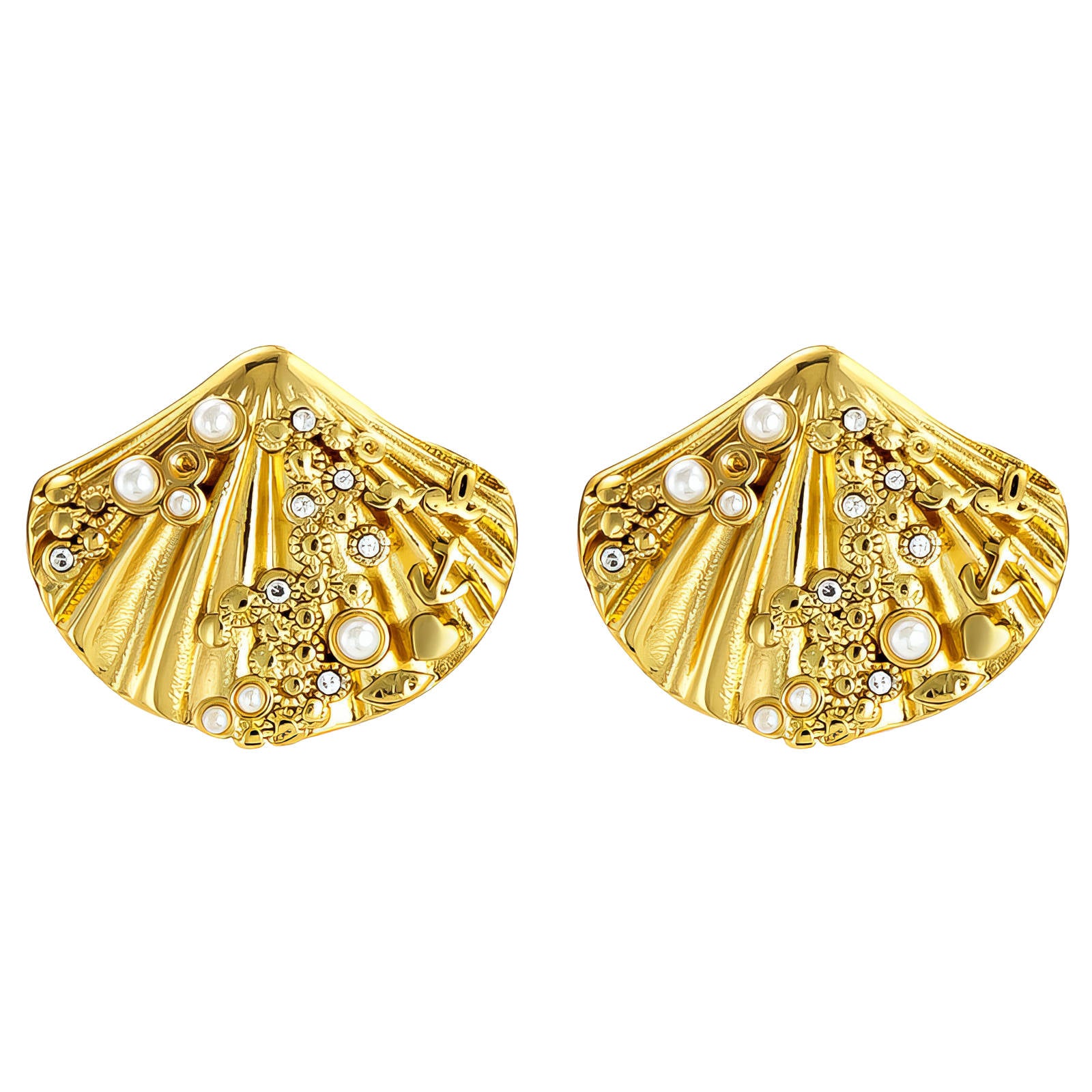 Seashells Earrings, 18K Gold Plated Steel