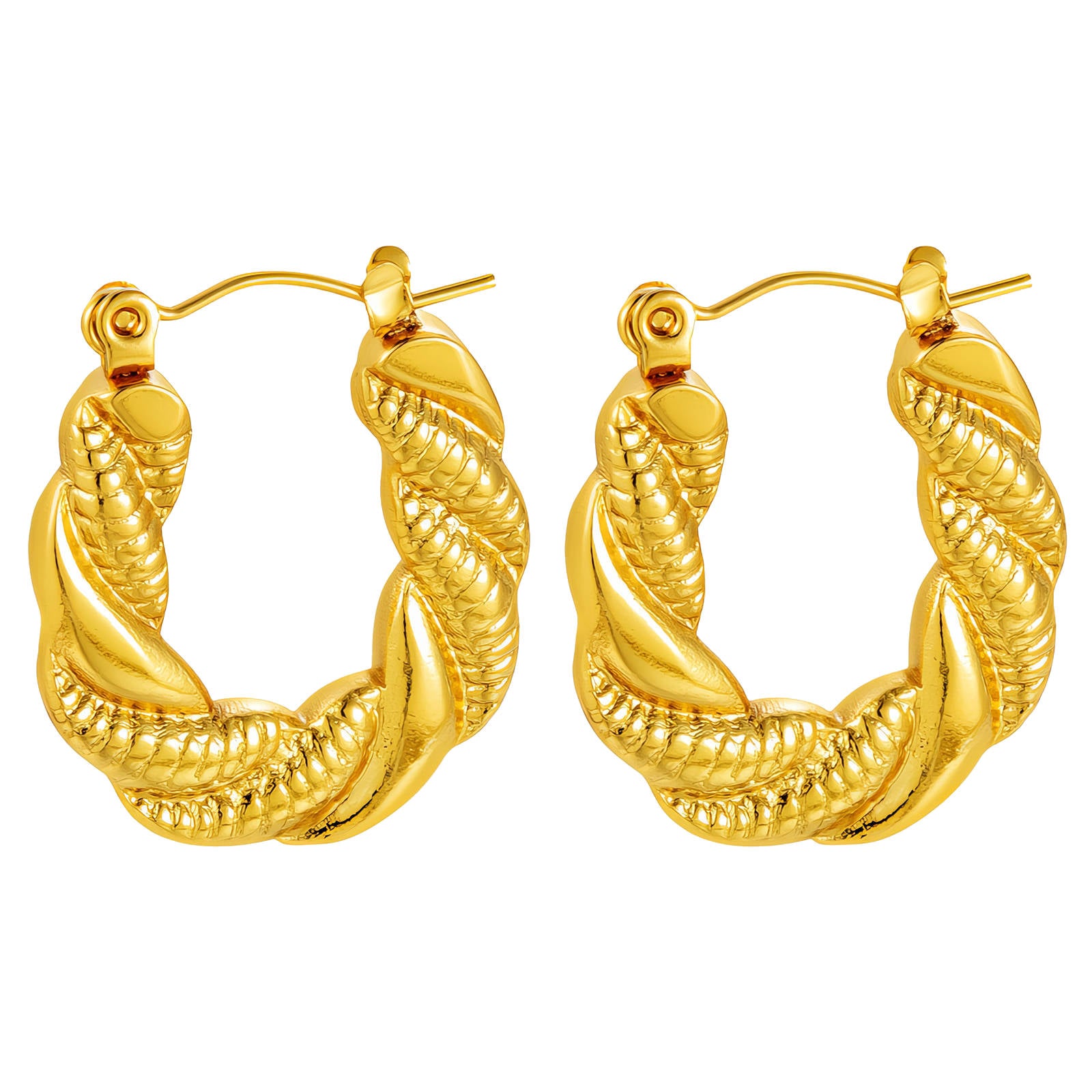 Earrings, 18K Gold Plated Steel