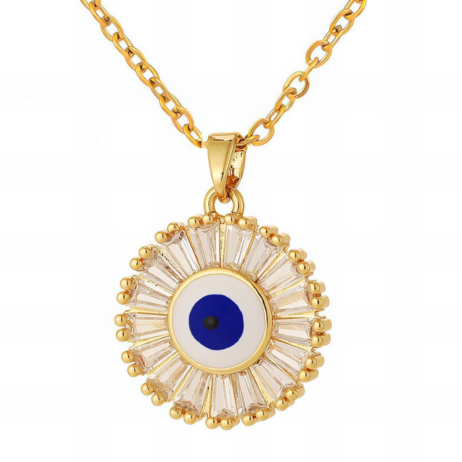 Evil Eye Necklace, 18K Gold Plated Steel