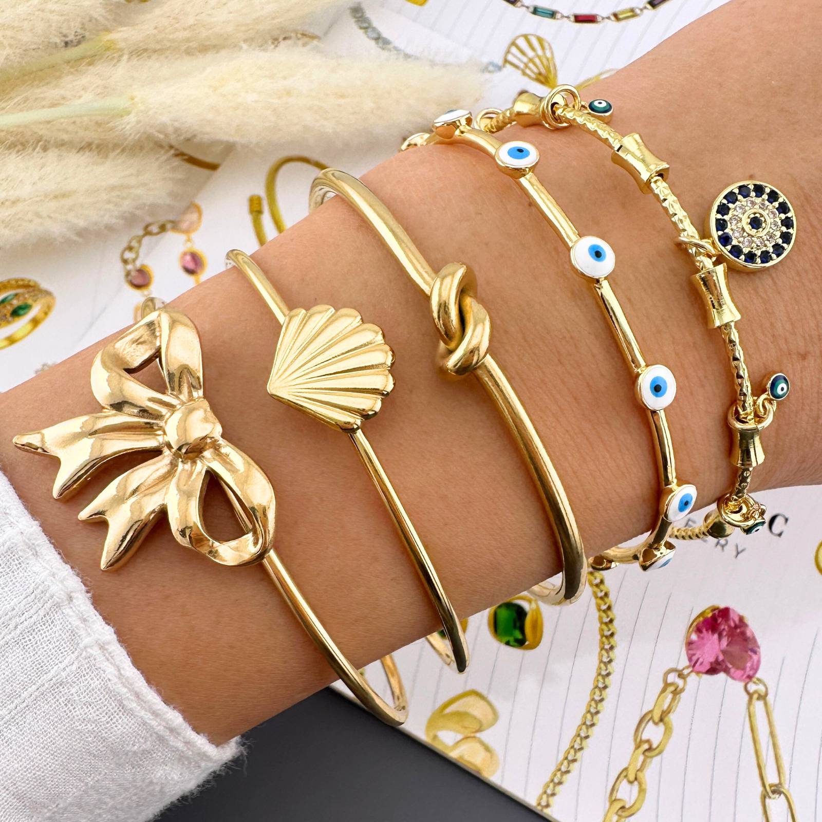 Bracelet, 18K Gold Plated Steel