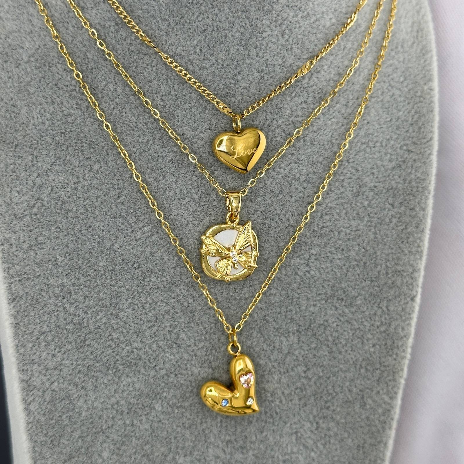 Heart Necklace, 18K Gold Plated Steel
