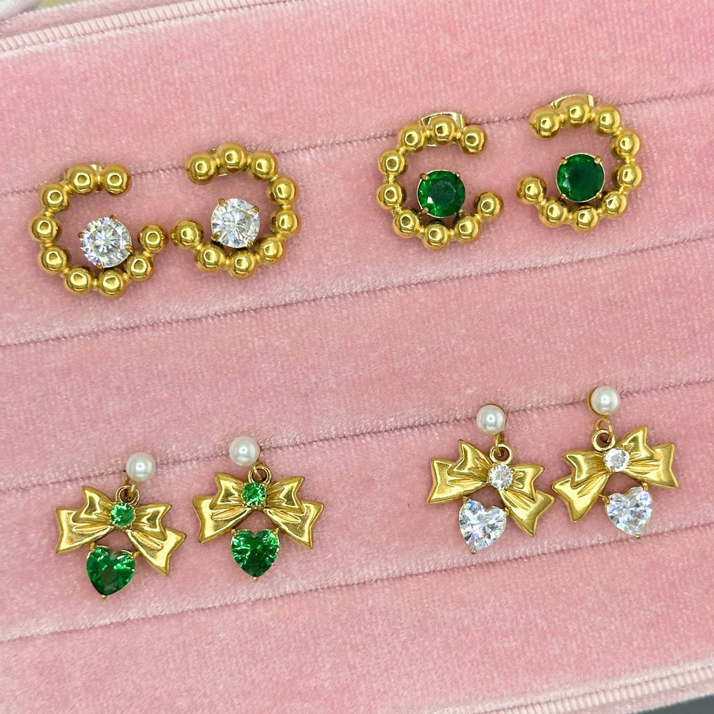 Earrings, 18K Gold Plated Steel