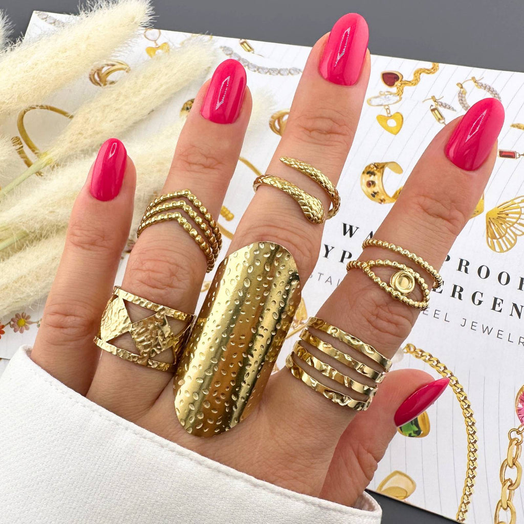 Evil Eye Ring, 18K Gold Plated Steel