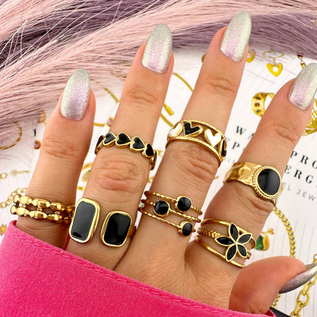 Flowers Ring, 18K Gold Plated Steel