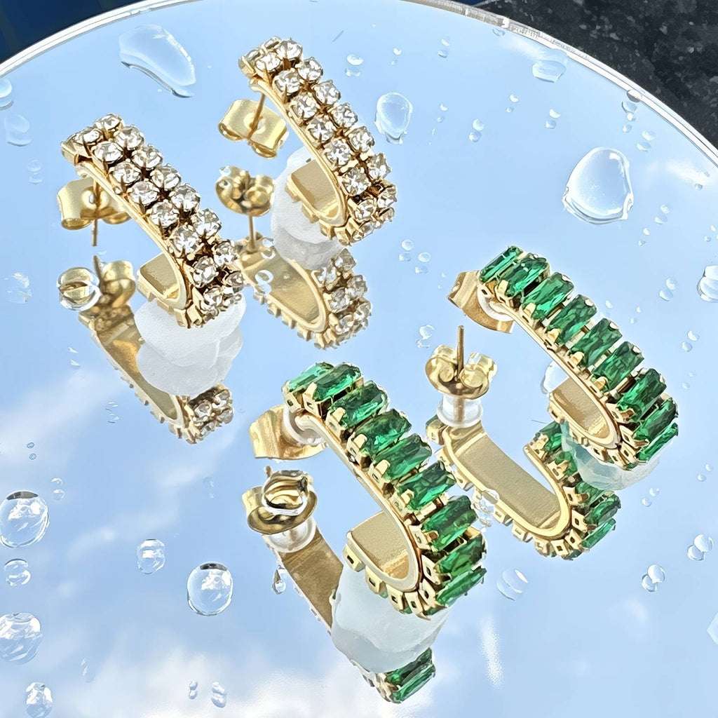 Earrings, 18K Gold Plated Steel