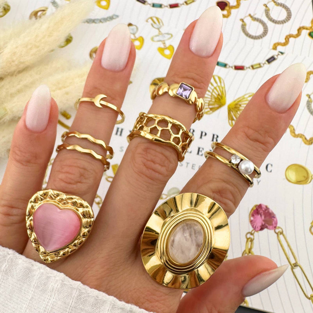 Heart Ring, 18K Gold Plated Steel