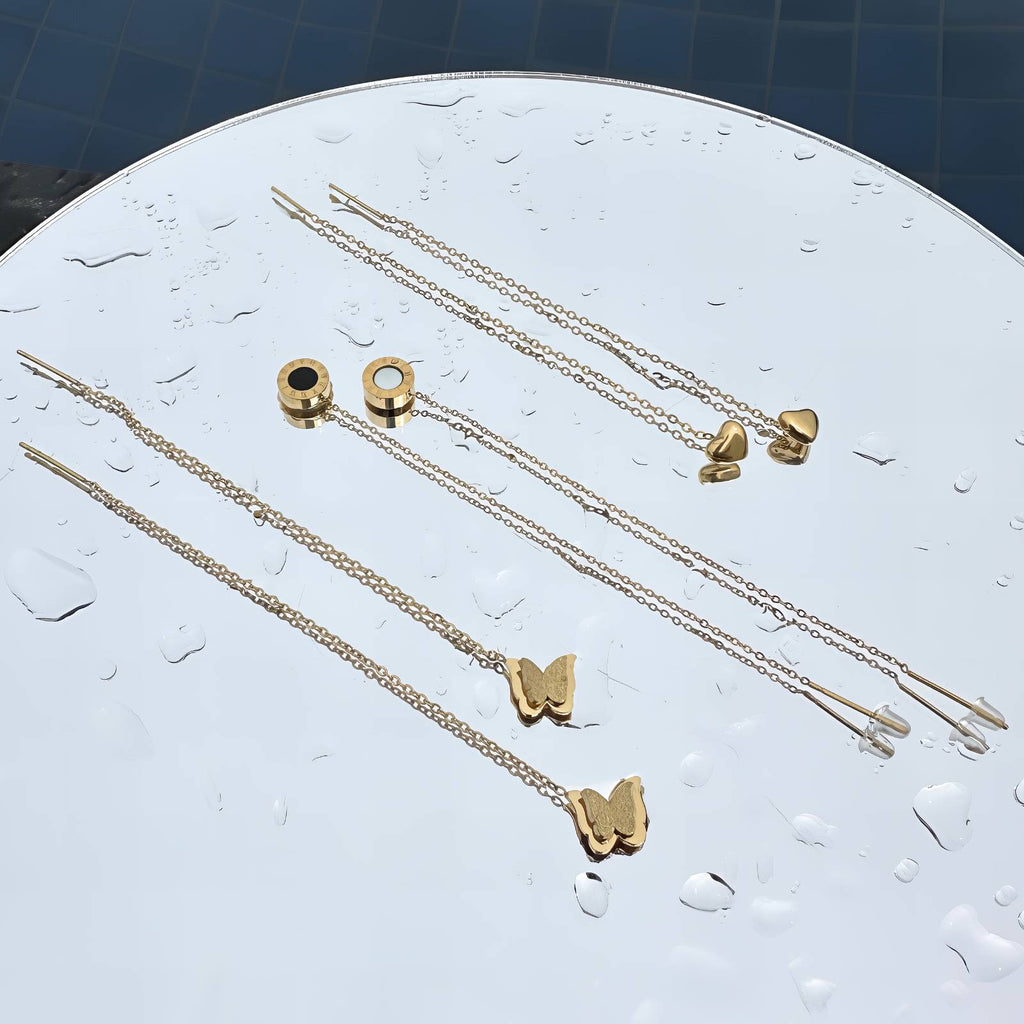 Earrings, 18K Gold Plated Steel