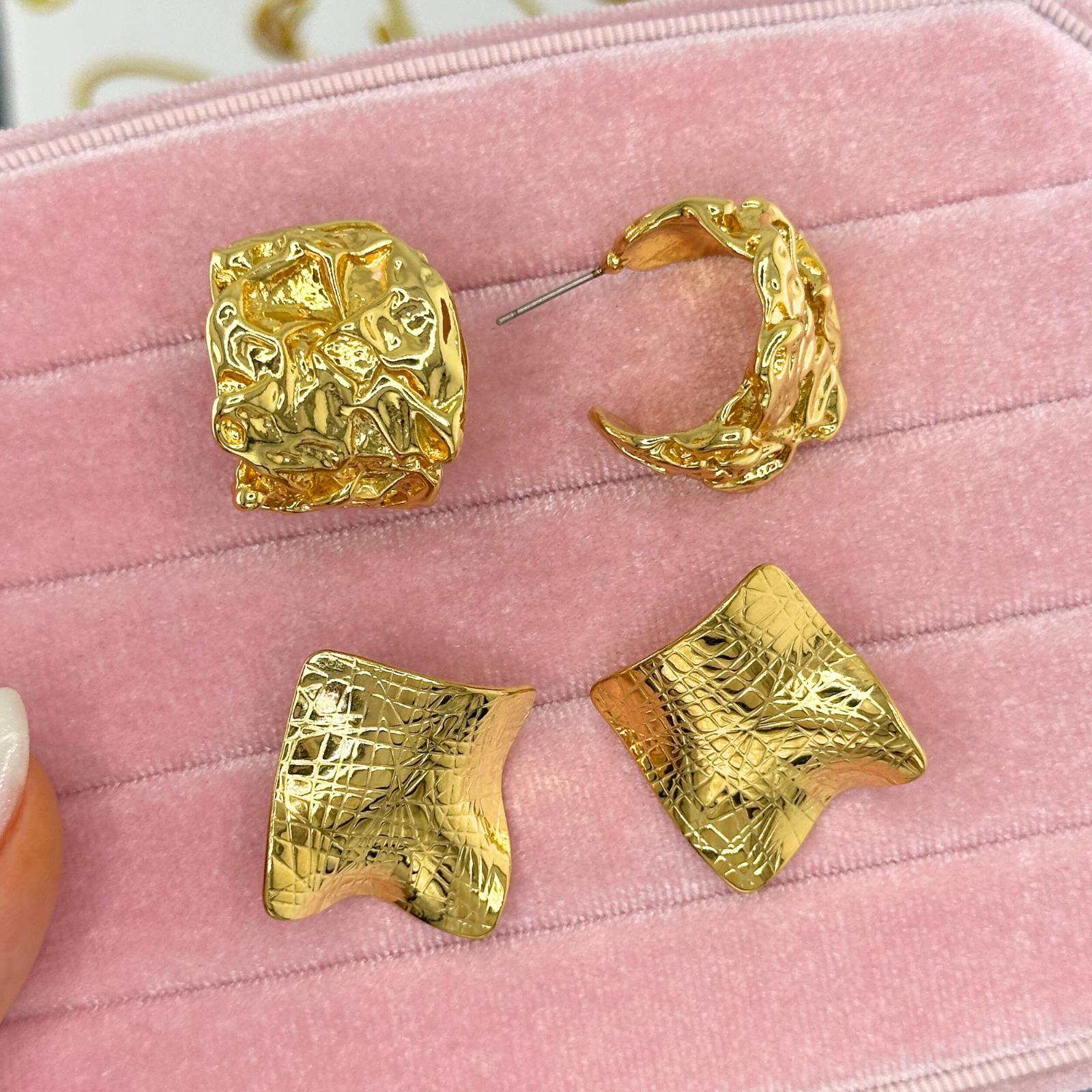 Earrings, 18K Gold Plated Steel