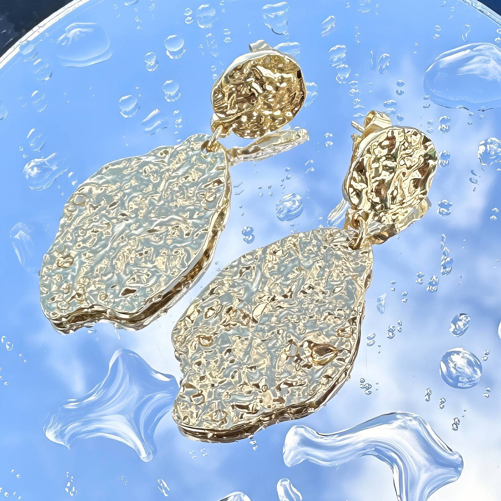 Earrings, 18K Gold Plated Steel