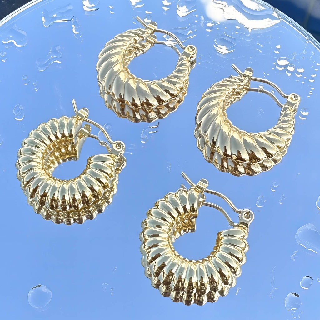 Earrings, 18K Gold Plated Steel