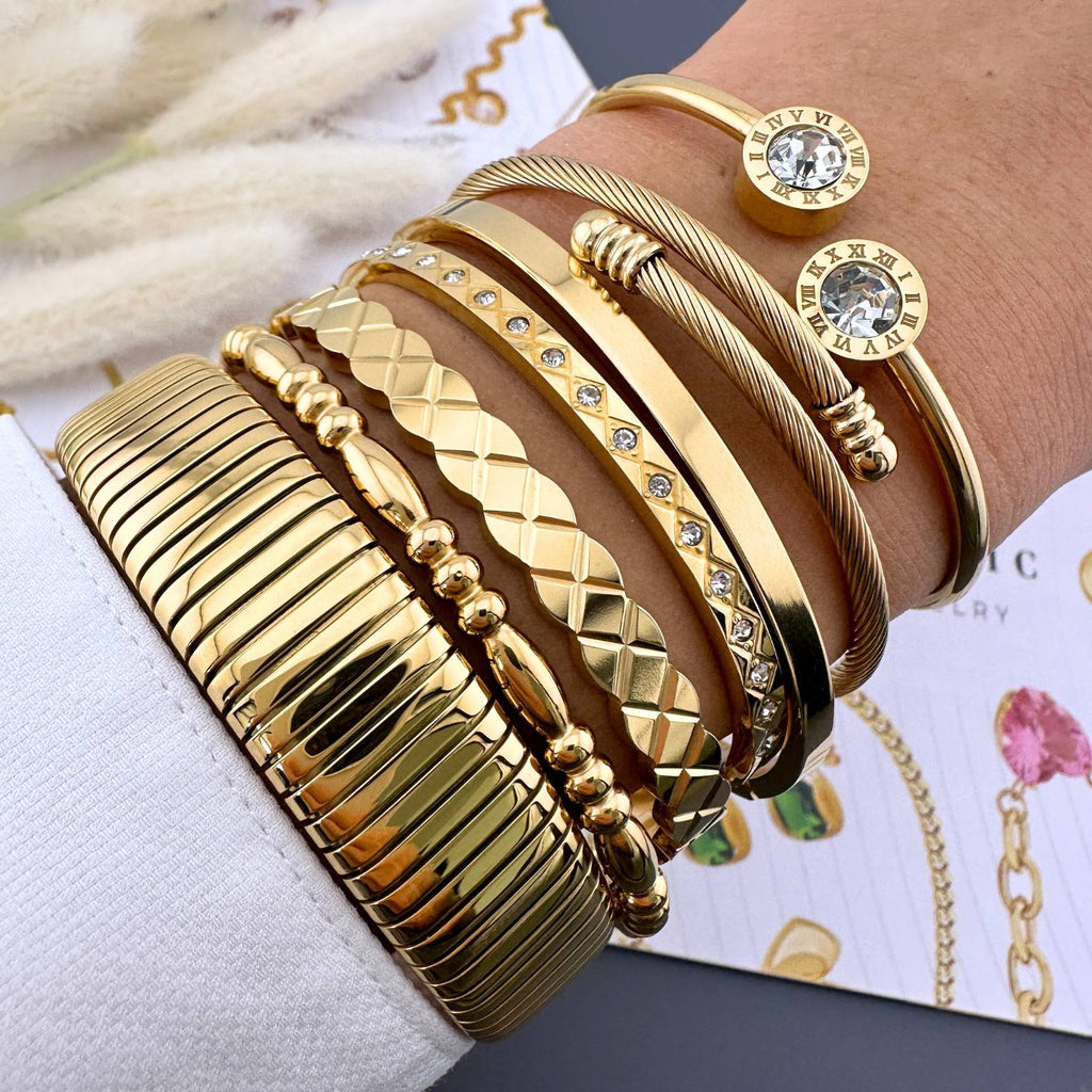 Bracelet, 18K Gold Plated Steel