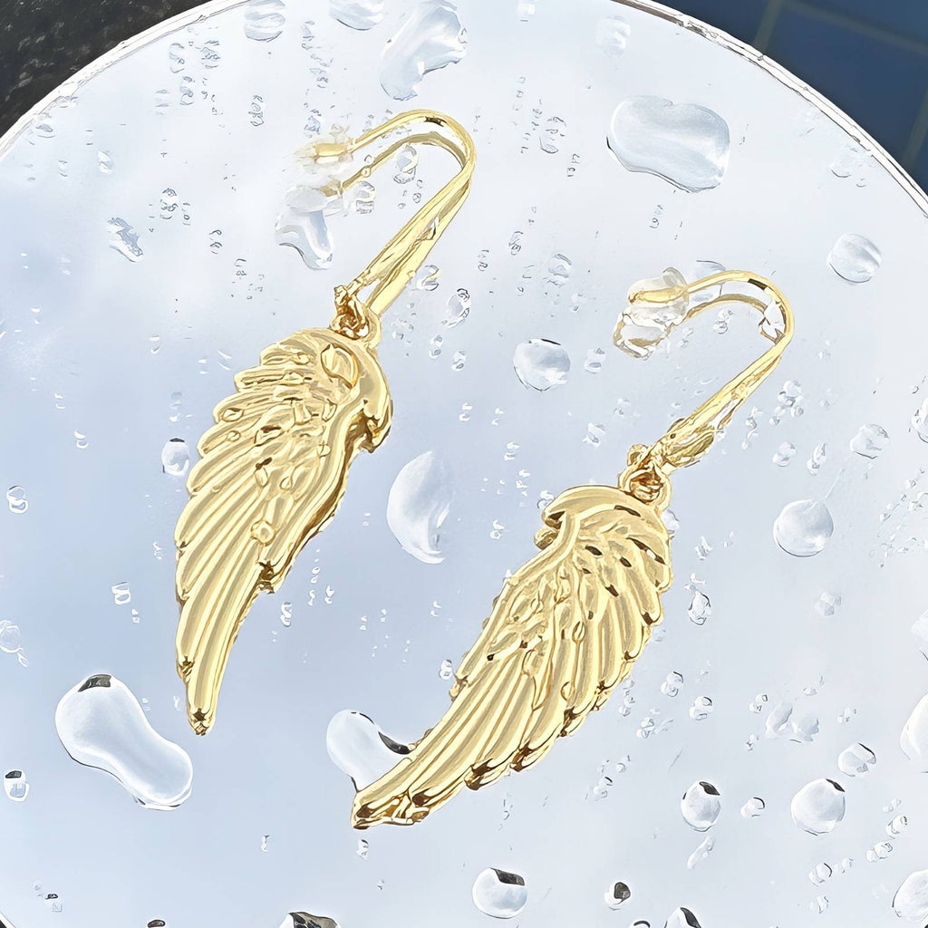 Wings Earrings, 18K Gold Plated Steel
