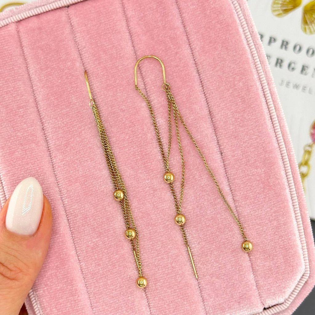 Earrings, 18K Gold Plated Steel