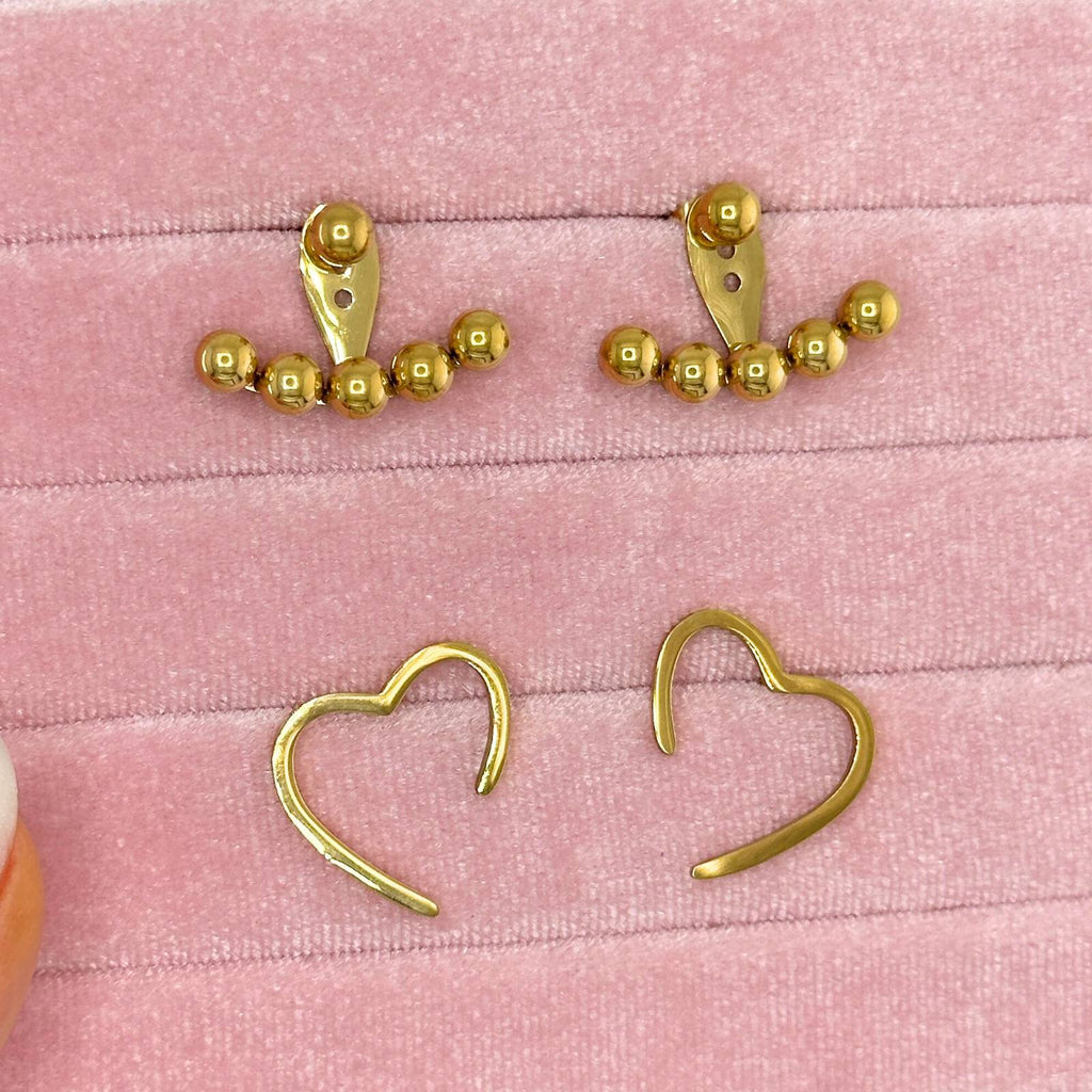 Hearts Earrings, 18K Gold Plated Steel