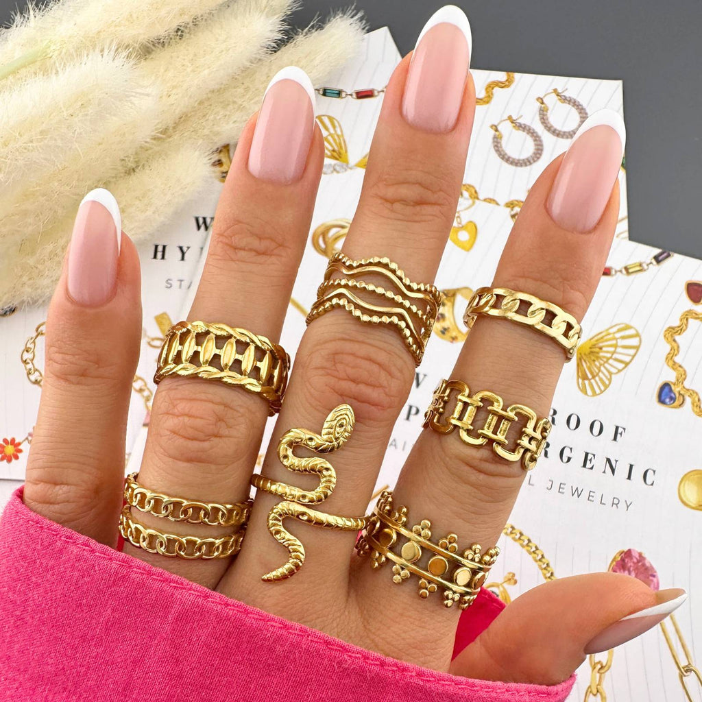Ring, 18K Gold Plated Steel