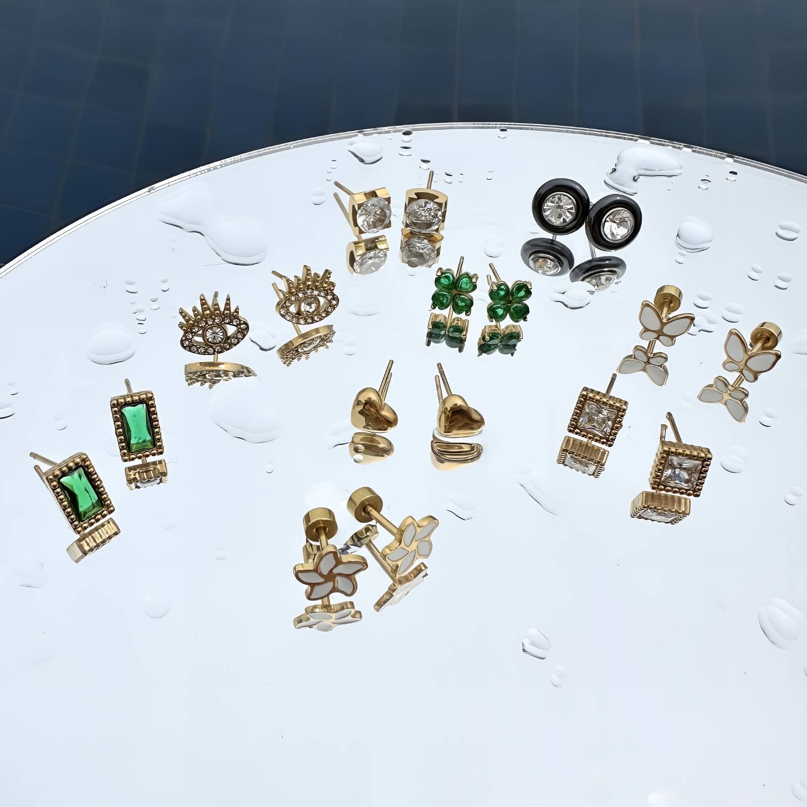 Earrings, 18K Gold Plated Steel