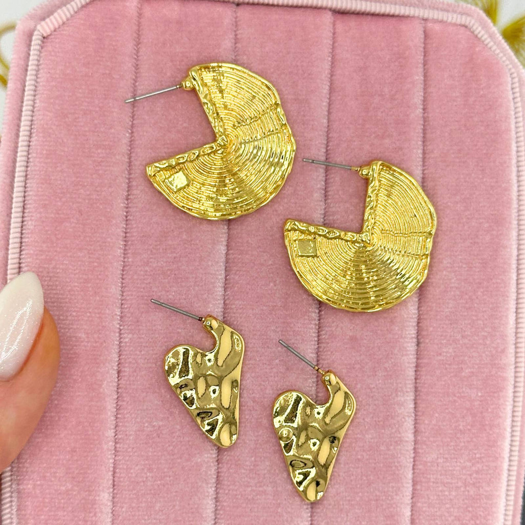 Earrings, 18K Gold Plated Steel