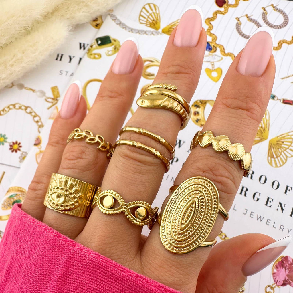 Snakes Ring, 18K Gold Plated Steel