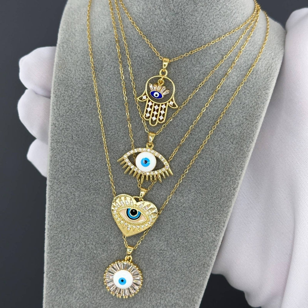 evil eye Necklace, 18K Gold Plated Steel