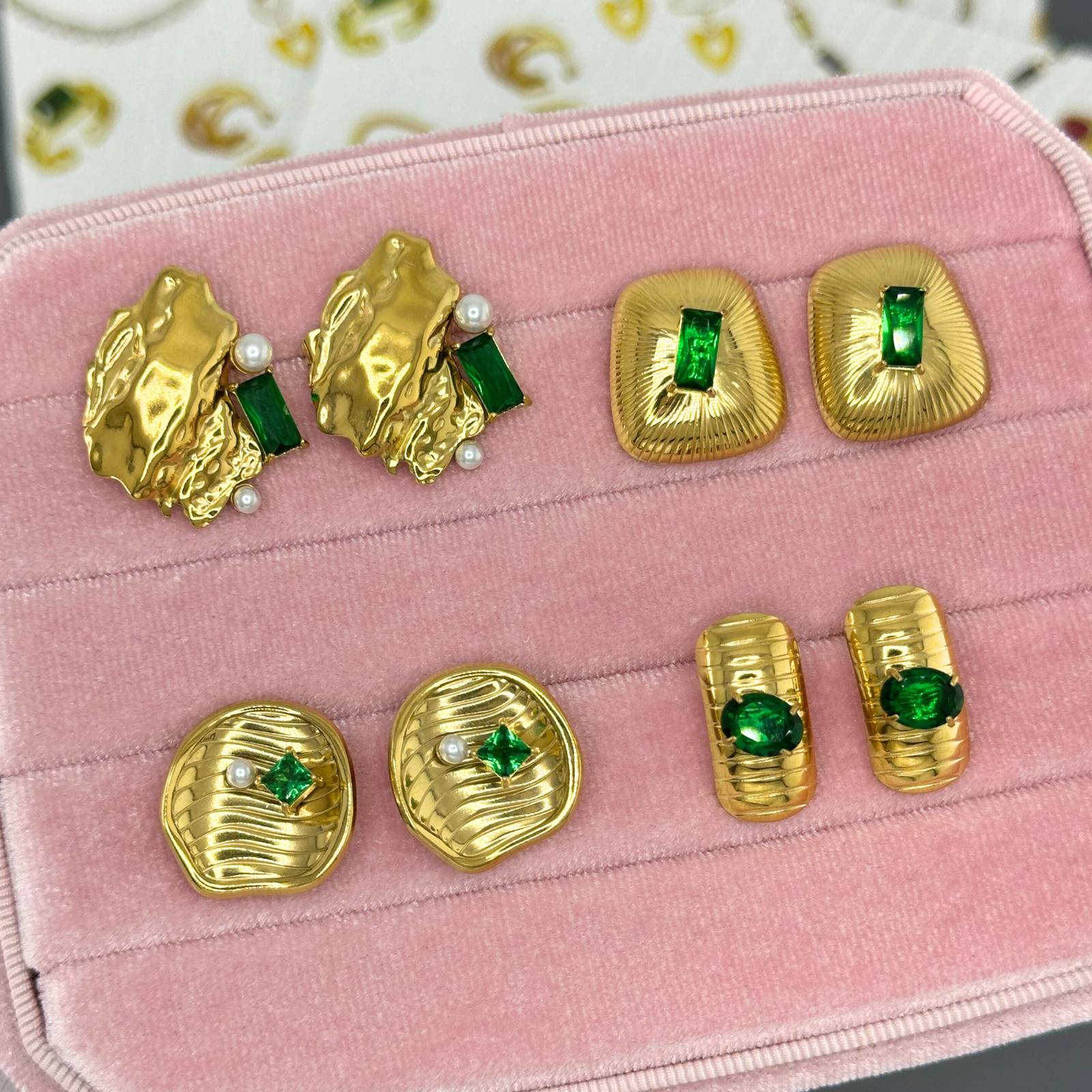 Earrings, 18K Gold Plated Steel