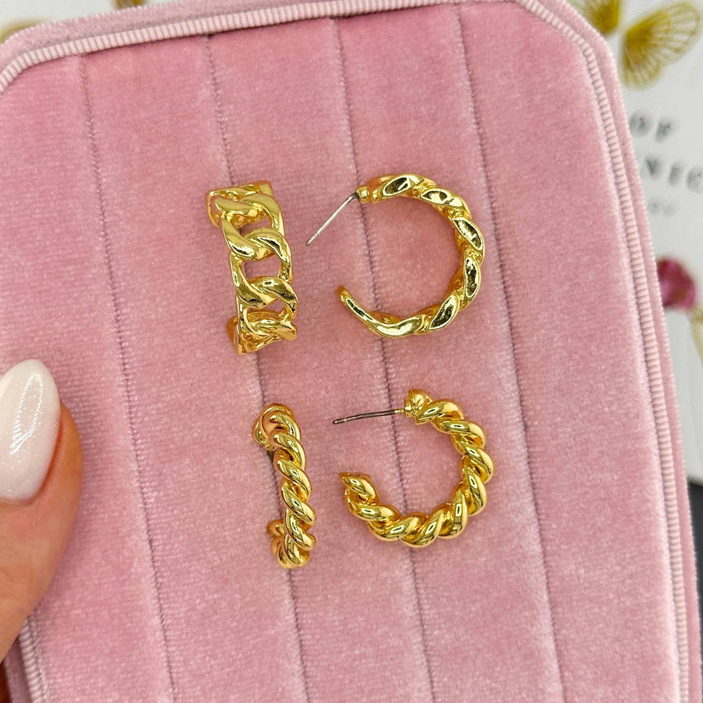 Earrings, 18K Gold Plated Steel