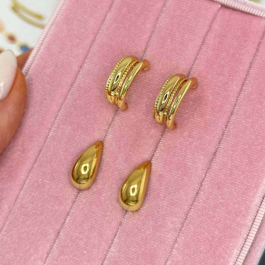 Earrings, 18K Gold Plated Steel