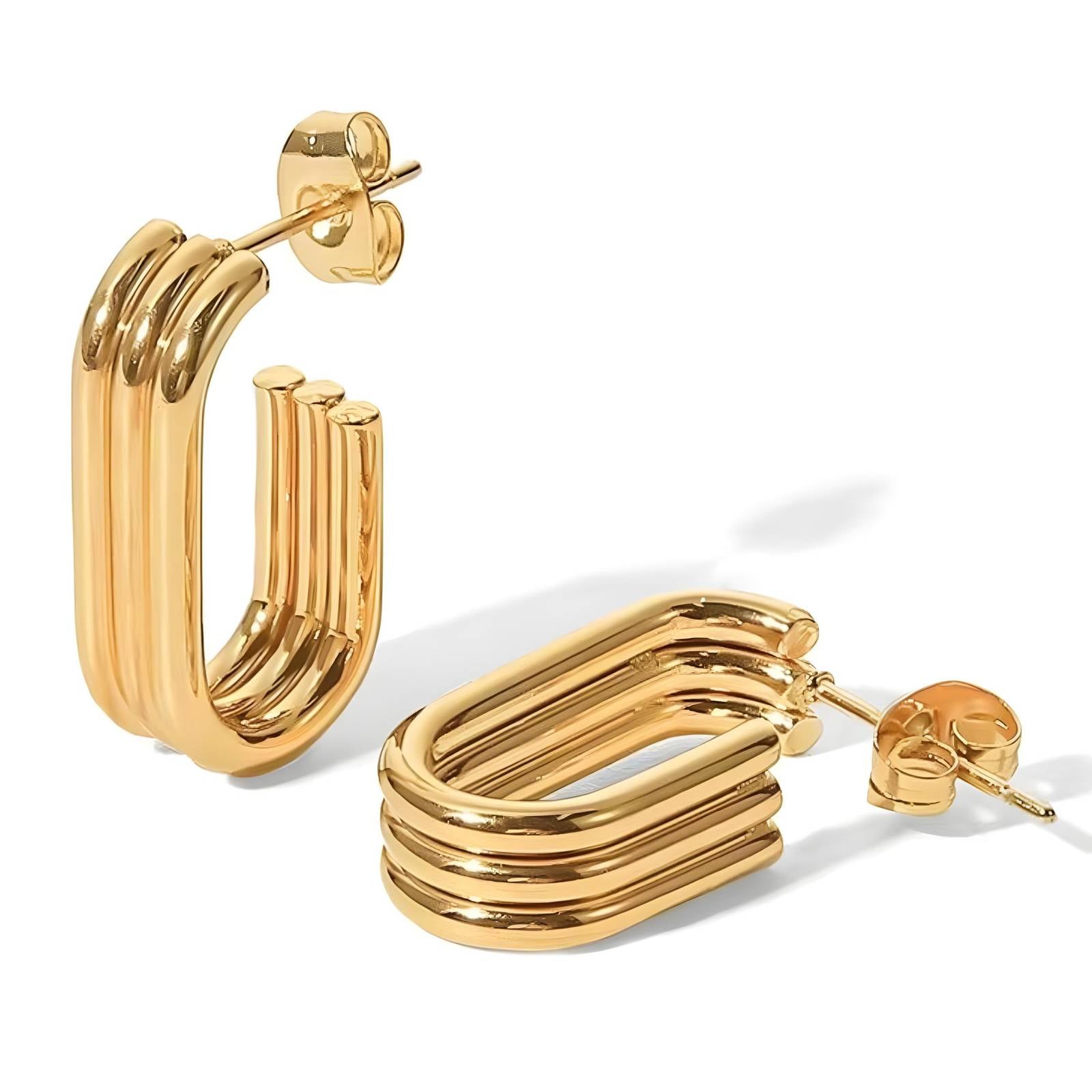 Earrings, 18K Gold Plated Steel