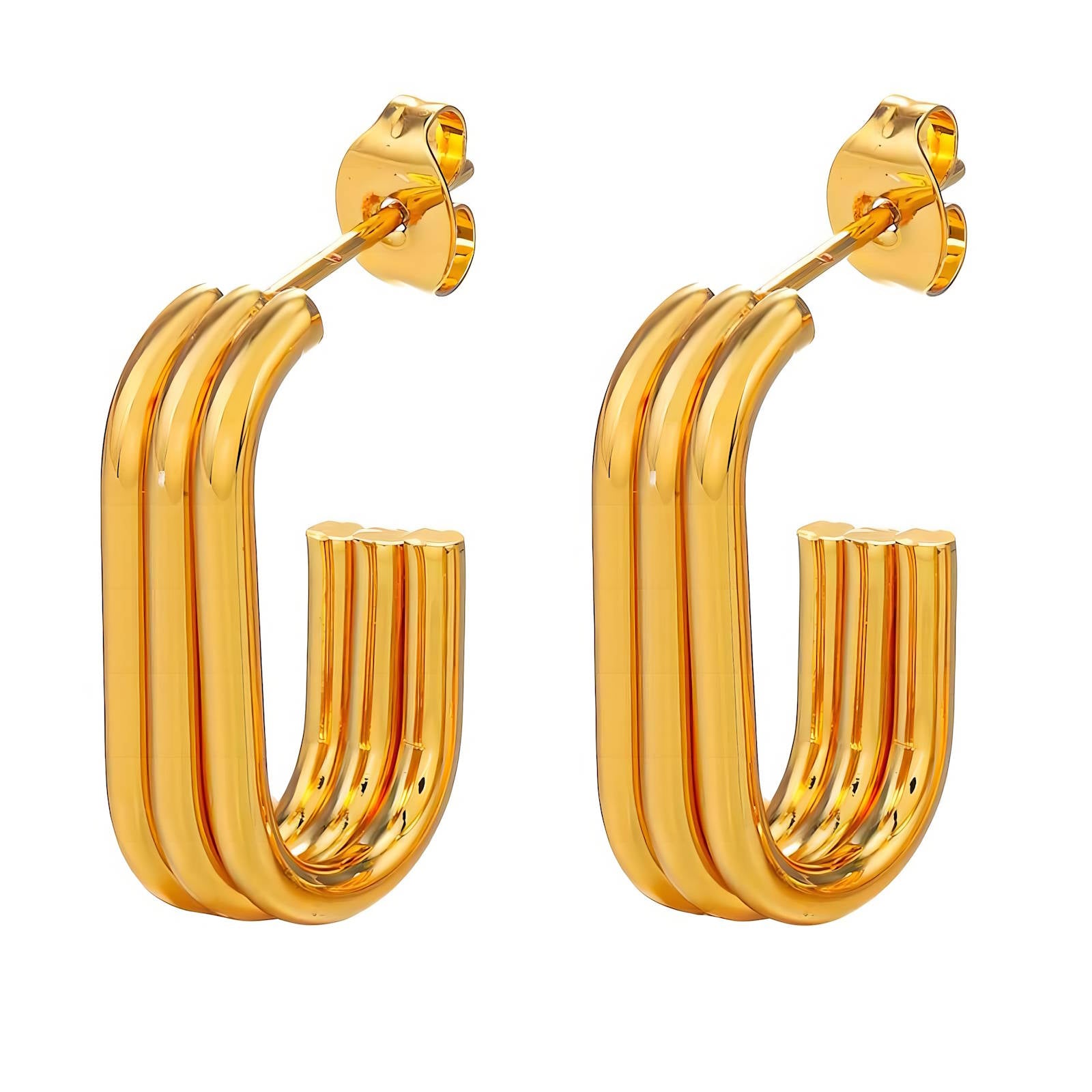 Earrings, 18K Gold Plated Steel