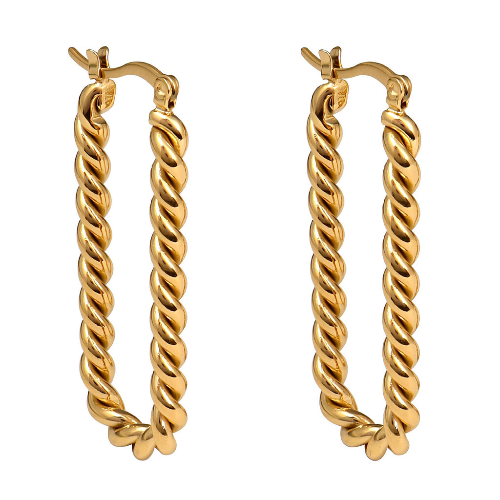 Earrings, 18K Gold Plated Steel
