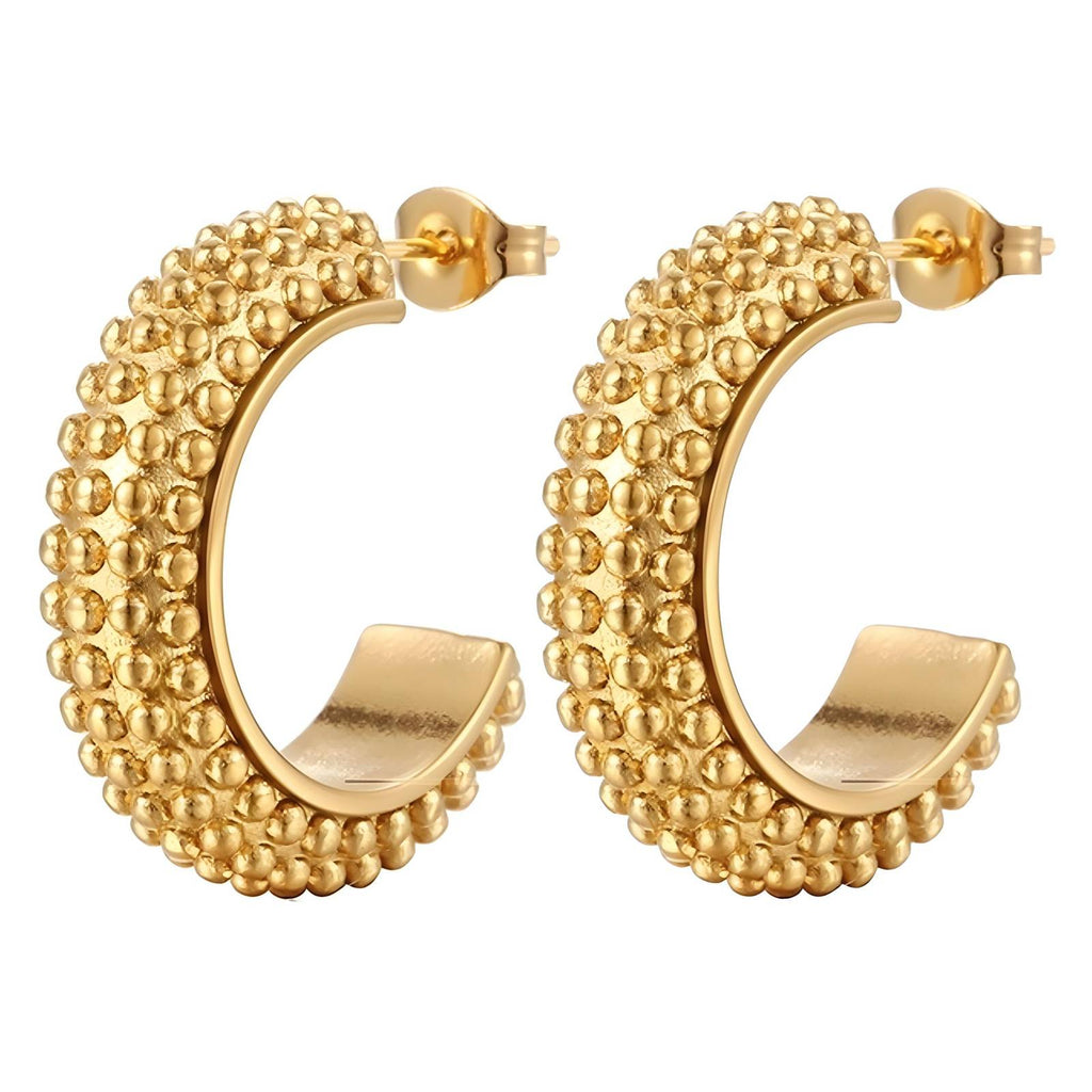 Earrings, 18K Gold Plated Steel