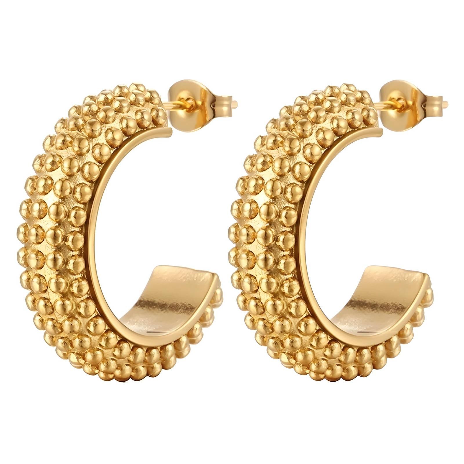 Earrings, 18K Gold Plated Steel