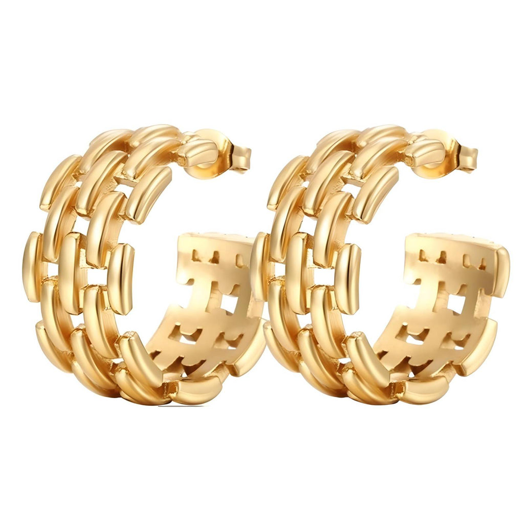 Earrings, 18K Gold Plated Steel