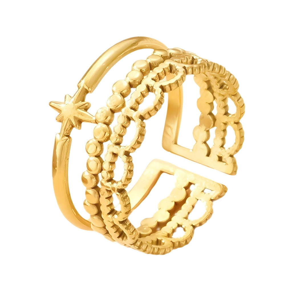Ring, 18K Gold Plated Steel