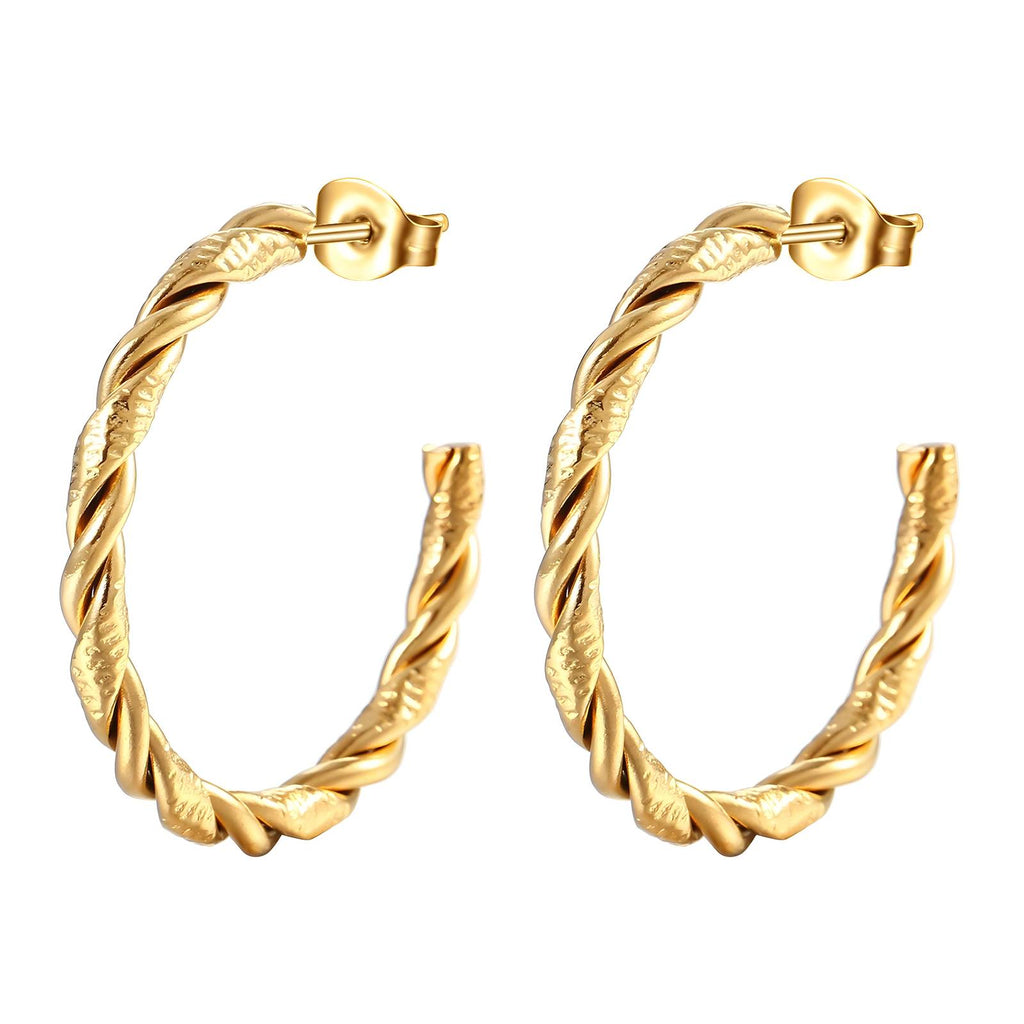 Earrings, 18K Gold Plated Steel