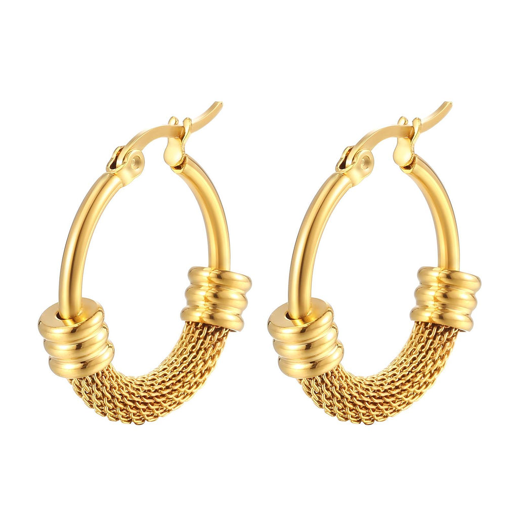 Earrings, 18K Gold Plated Steel