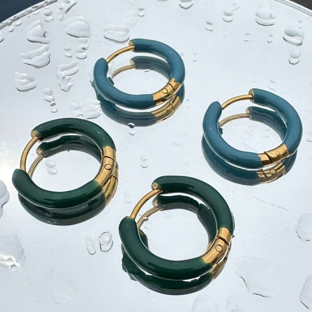 Earrings, 18K Gold Plated Steel