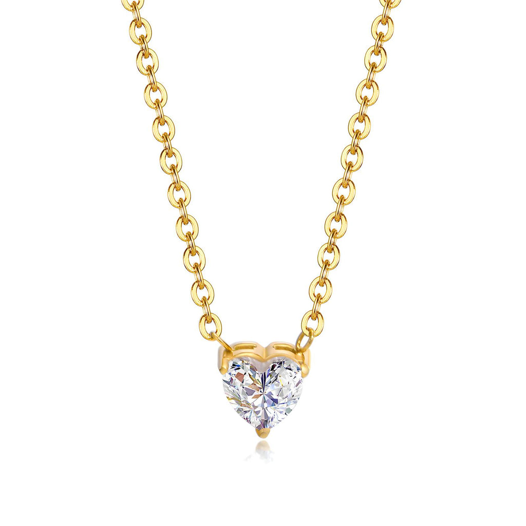 Hearts Necklace, 18K Gold Plated Steel