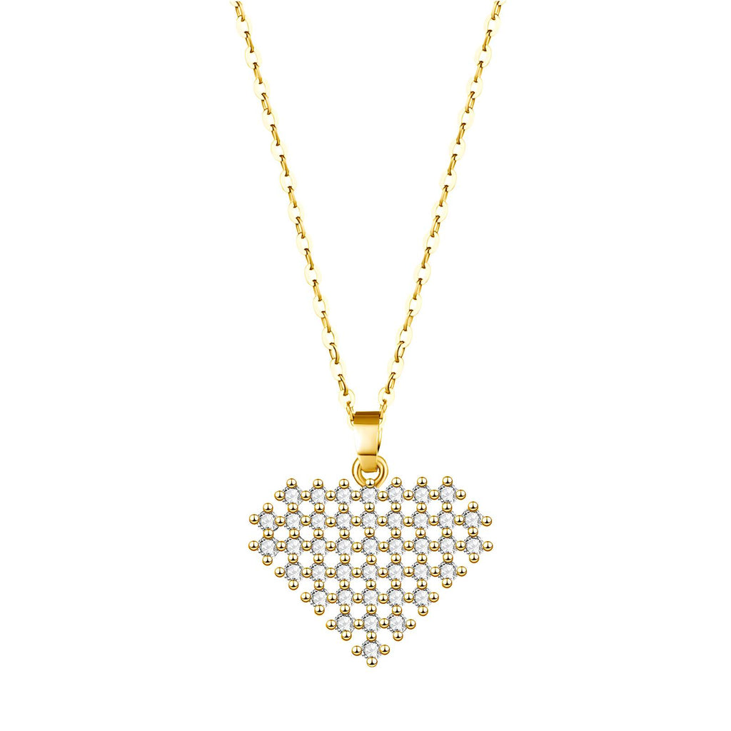 Heart Necklace, 18K Gold Plated Steel