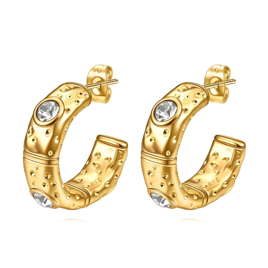 Earrings, 18K Gold Plated Steel